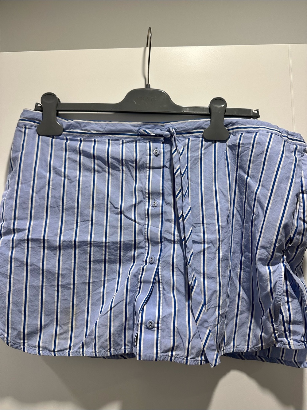 Victoria Beckham Blue and White Striped Button-Front Skirt